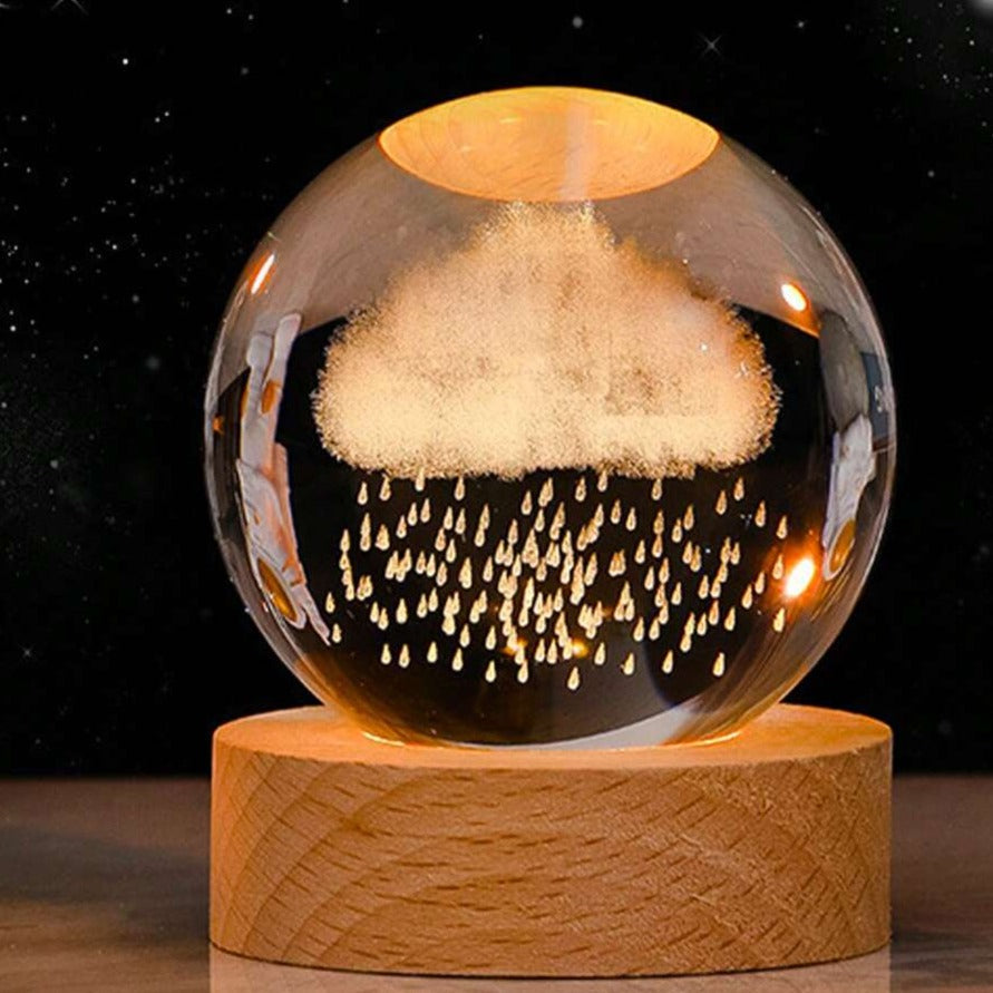 Colorful LED Glass Globe with Wood Stand