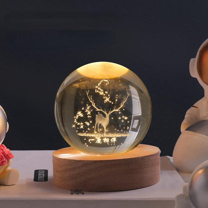 Colorful LED Glass Globe with Wood Stand