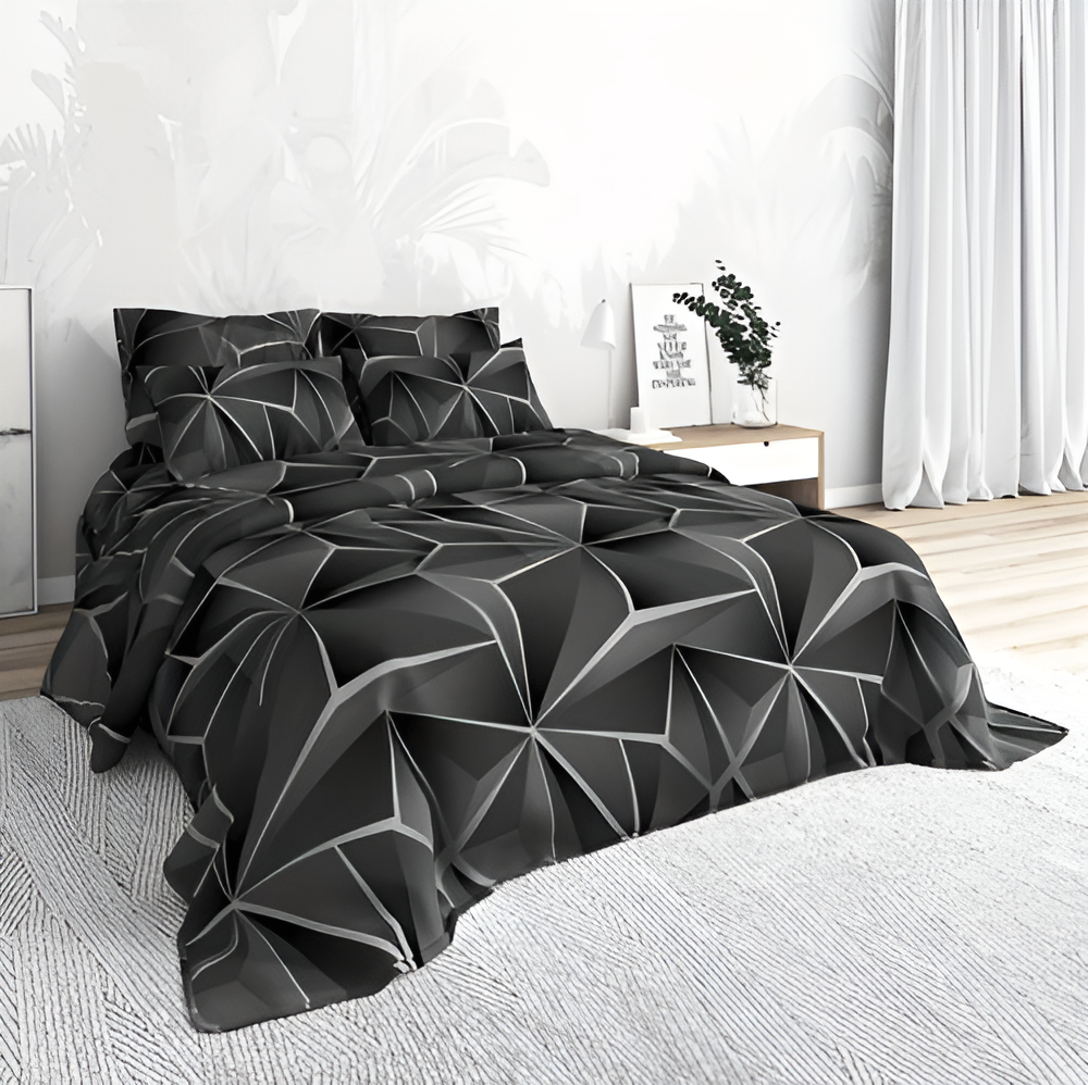 Soft 3D Printed Plaid Bedding Set
