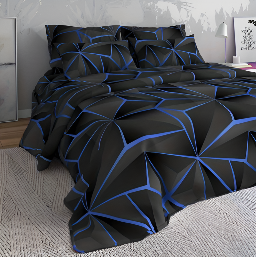 Soft 3D Printed Plaid Bedding Set