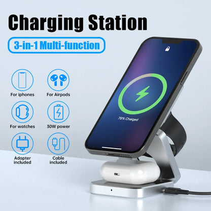 Compact 3-in-1 Portable Charging Dock