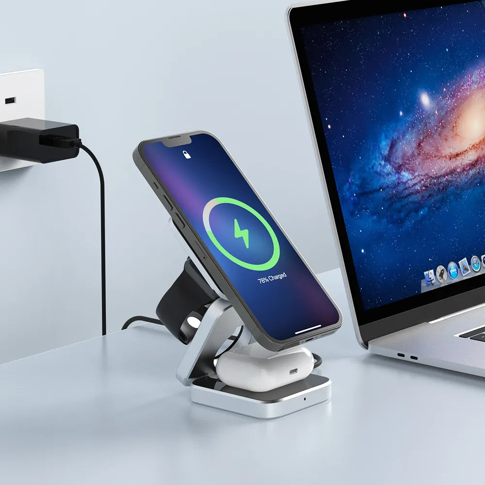 Compact 3-in-1 Portable Charging Dock