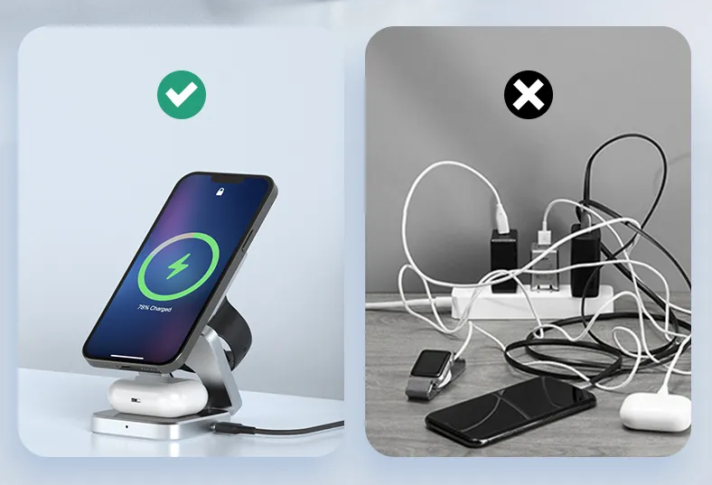 Compact 3-in-1 Portable Charging Dock