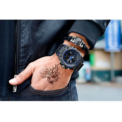 Tactical Men's Army Watch with Analog Digital Face