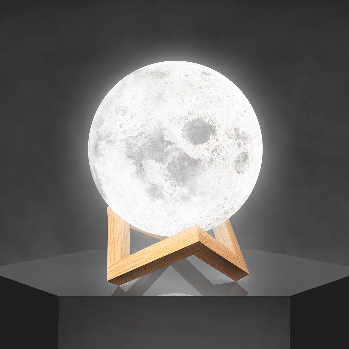 Unique Wooden Moon Table Lamp
