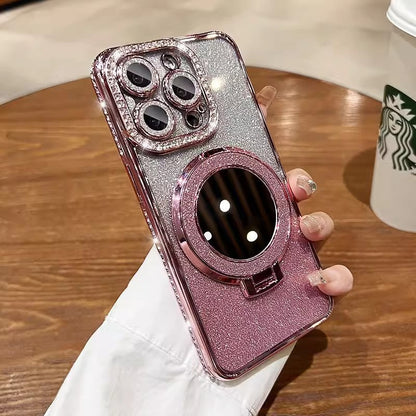 Sparkly Phone Case with Mirror Stand Glitter Cover