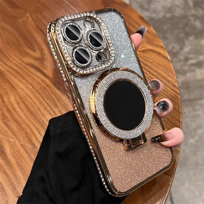 Sparkly Phone Case with Mirror Stand Glitter Cover
