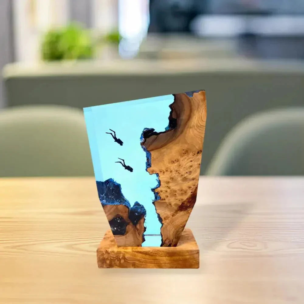 Coastal Wooden Table Lamp with Soft Glow