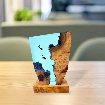 Coastal Wooden Table Lamp with Soft Glow