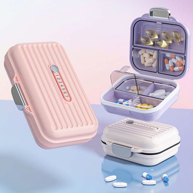 Travel Pill Box with 7 Day Compartments & Secure Lock
