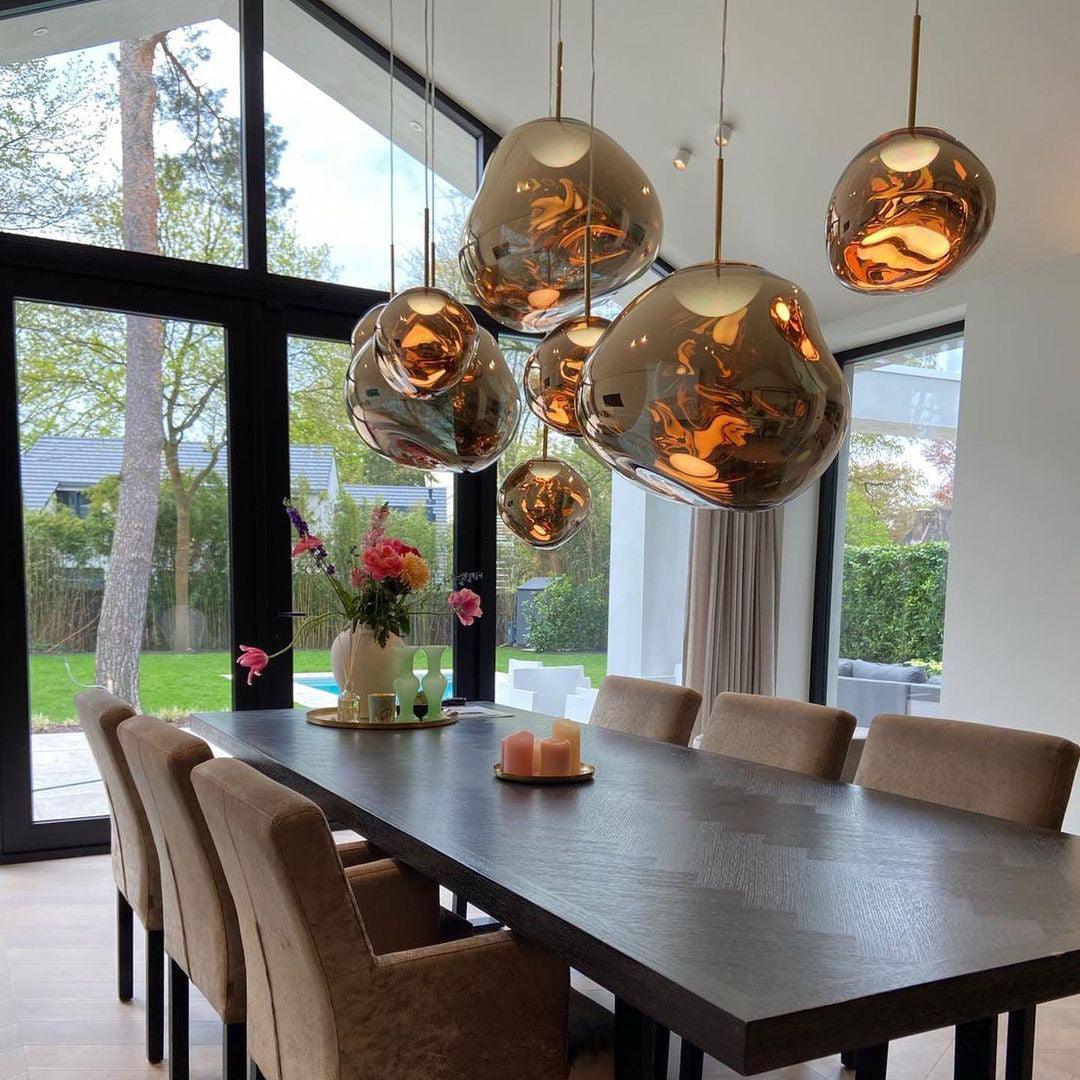 Adjustable Metal Pendant Lighting Fixtures Silver Gold Rose