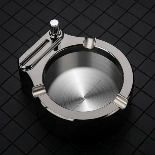 Metal Ashtray with Built-in Lighter