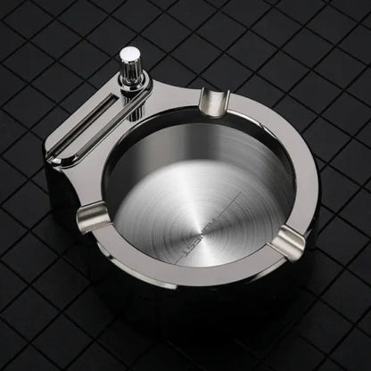 Metal Ashtray with Built-in Lighter