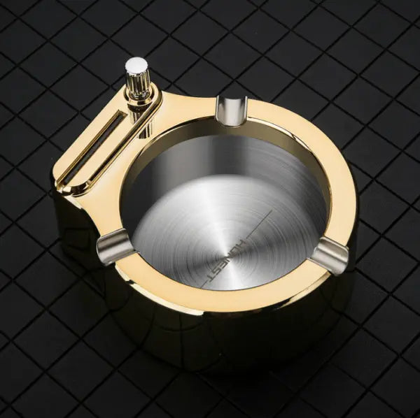 Metal Ashtray with Built-in Lighter