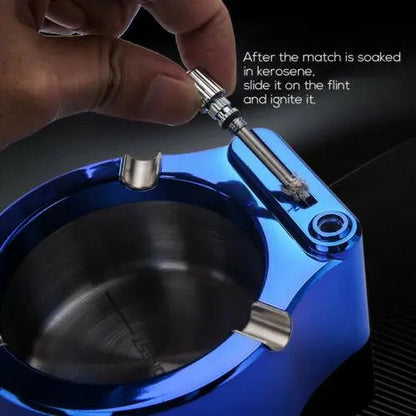 Metal Ashtray with Built-in Lighter