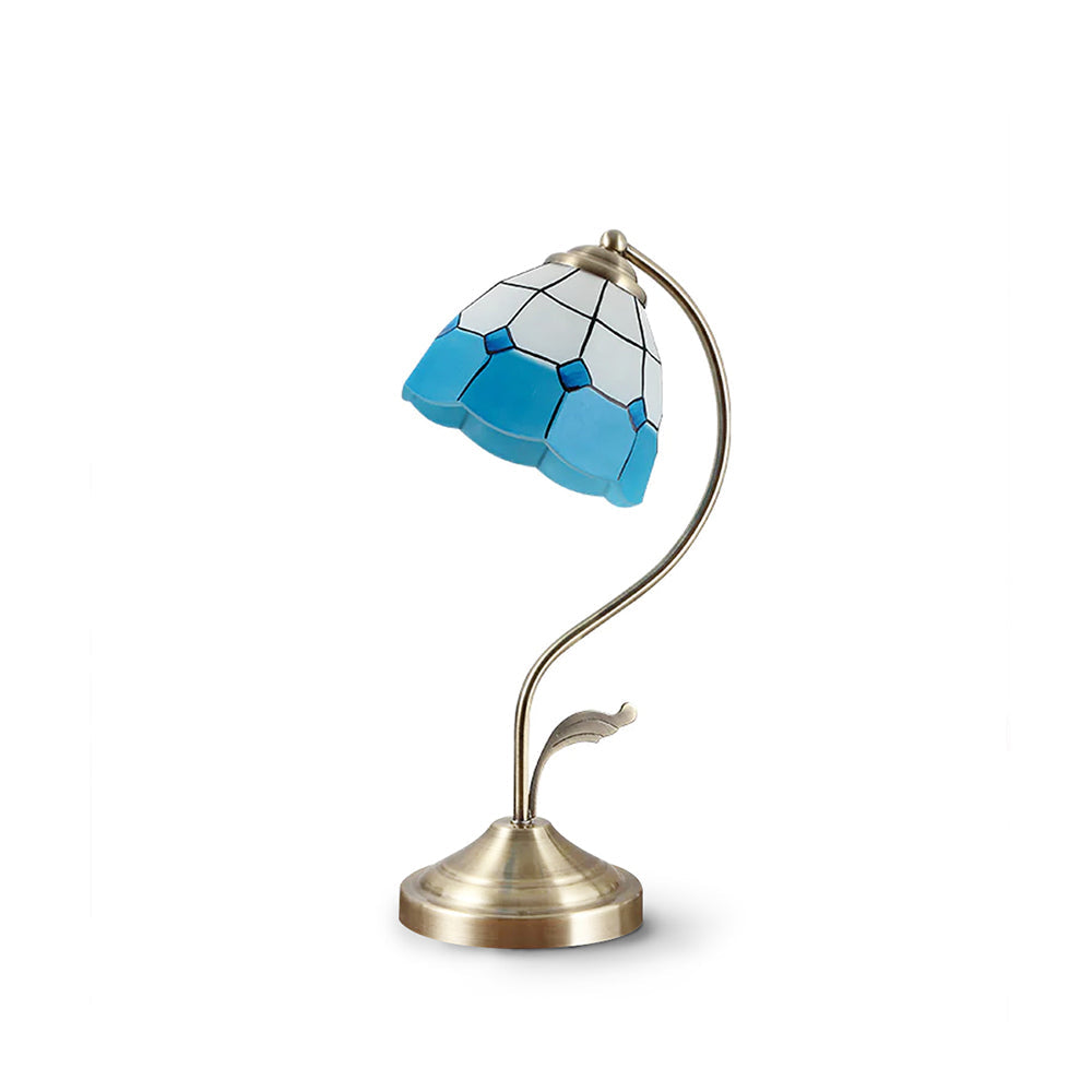 Elegant Glass Flower Table Lamp in Gold Finish