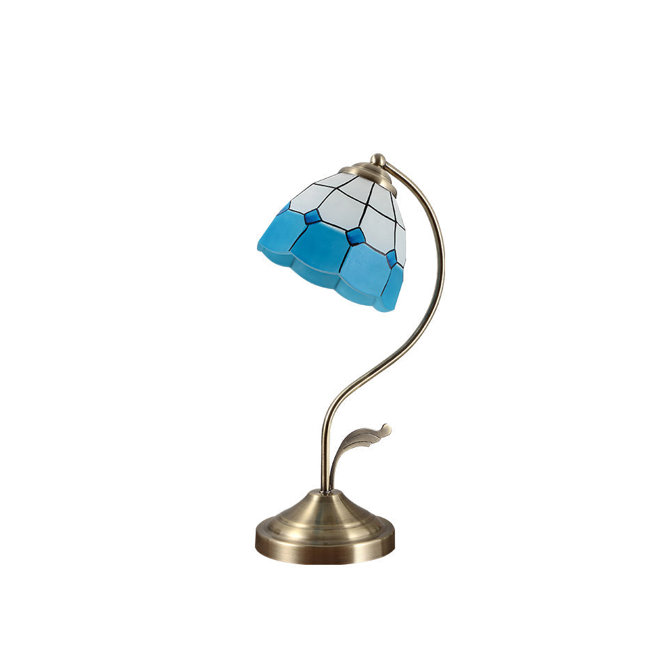 Elegant Glass Flower Table Lamp in Gold Finish