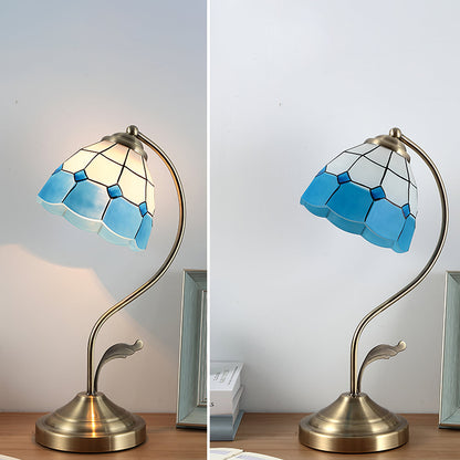 Elegant Glass Flower Table Lamp in Gold Finish