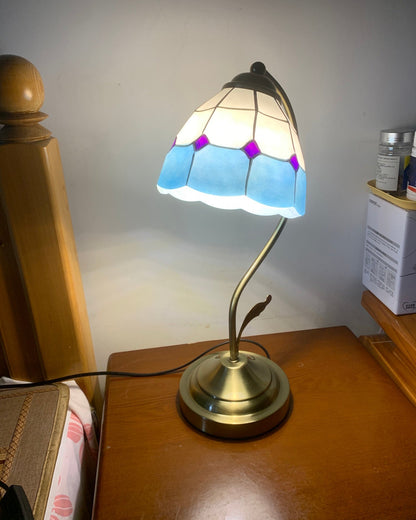 Elegant Glass Flower Table Lamp in Gold Finish