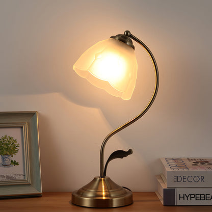 Elegant Glass Flower Table Lamp in Gold Finish