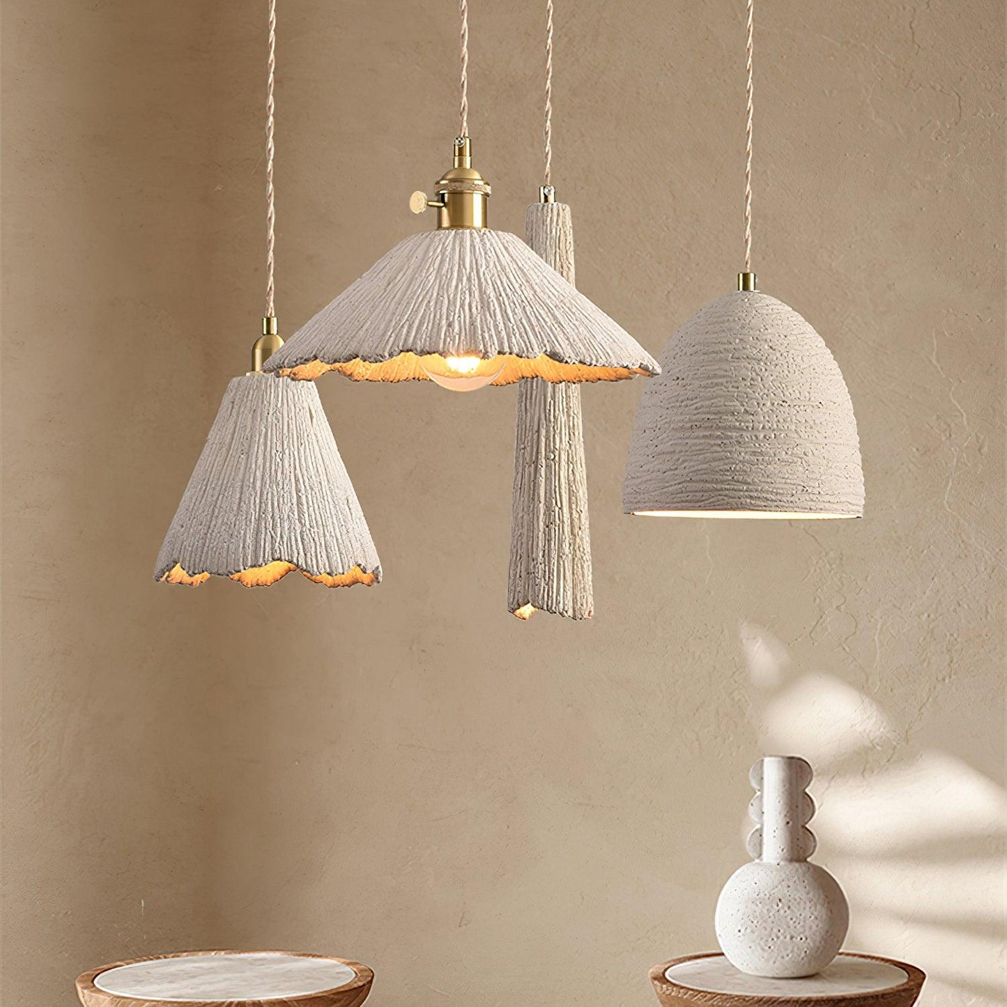 Simple Cement Pendant Lamp for Kitchen Island