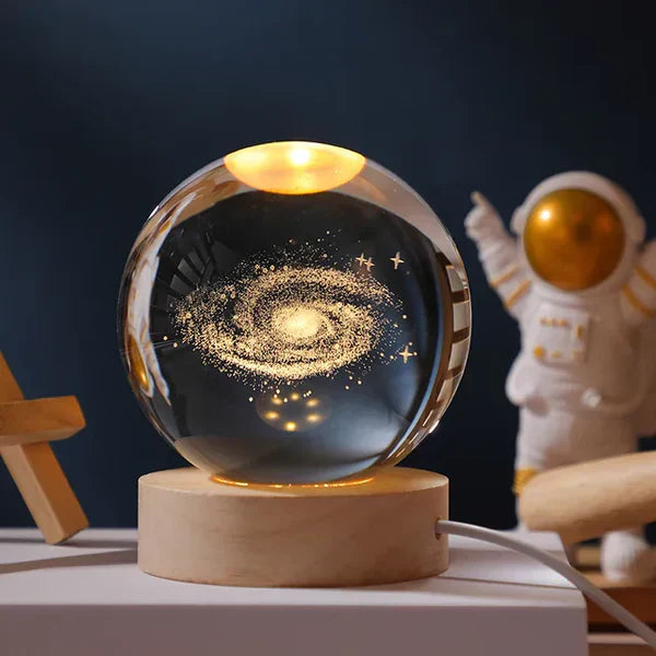 Colorful LED Glass Globe with Wood Stand