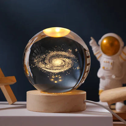 Colorful LED Glass Globe with Wood Stand