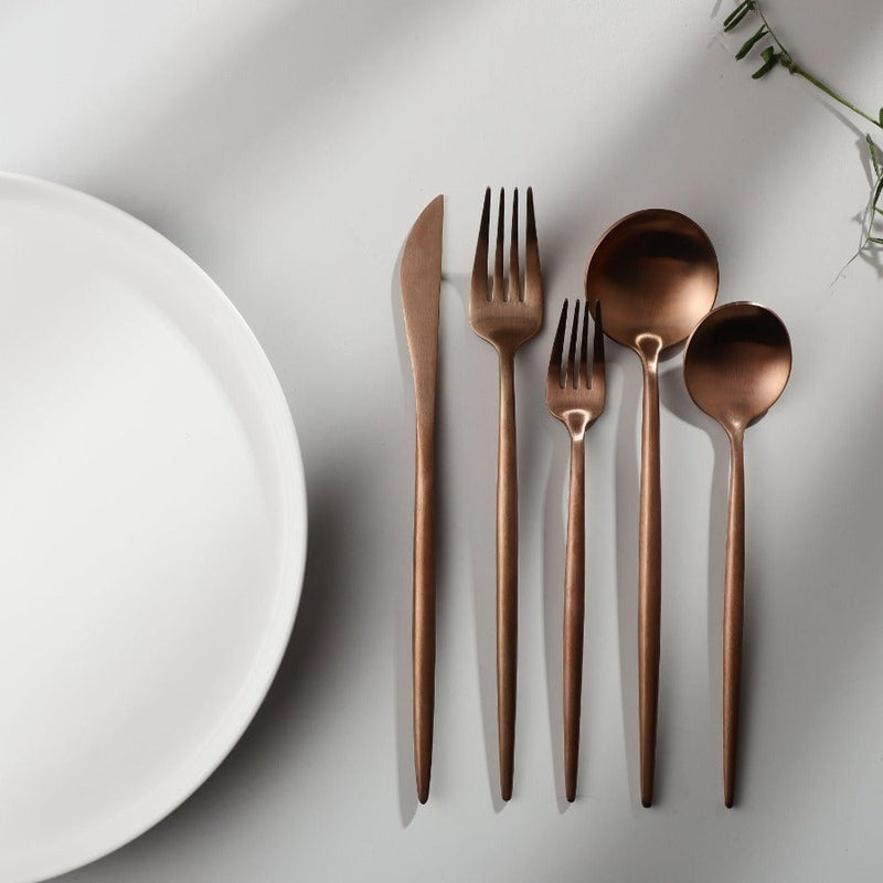 Premium Metal 20pc Cutlery Set Titanium Stainless Steel
