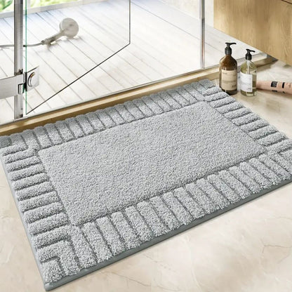 Simple Grey Bathroom Mat – Plush, Anti-Slip & Fast Dry - Cofik