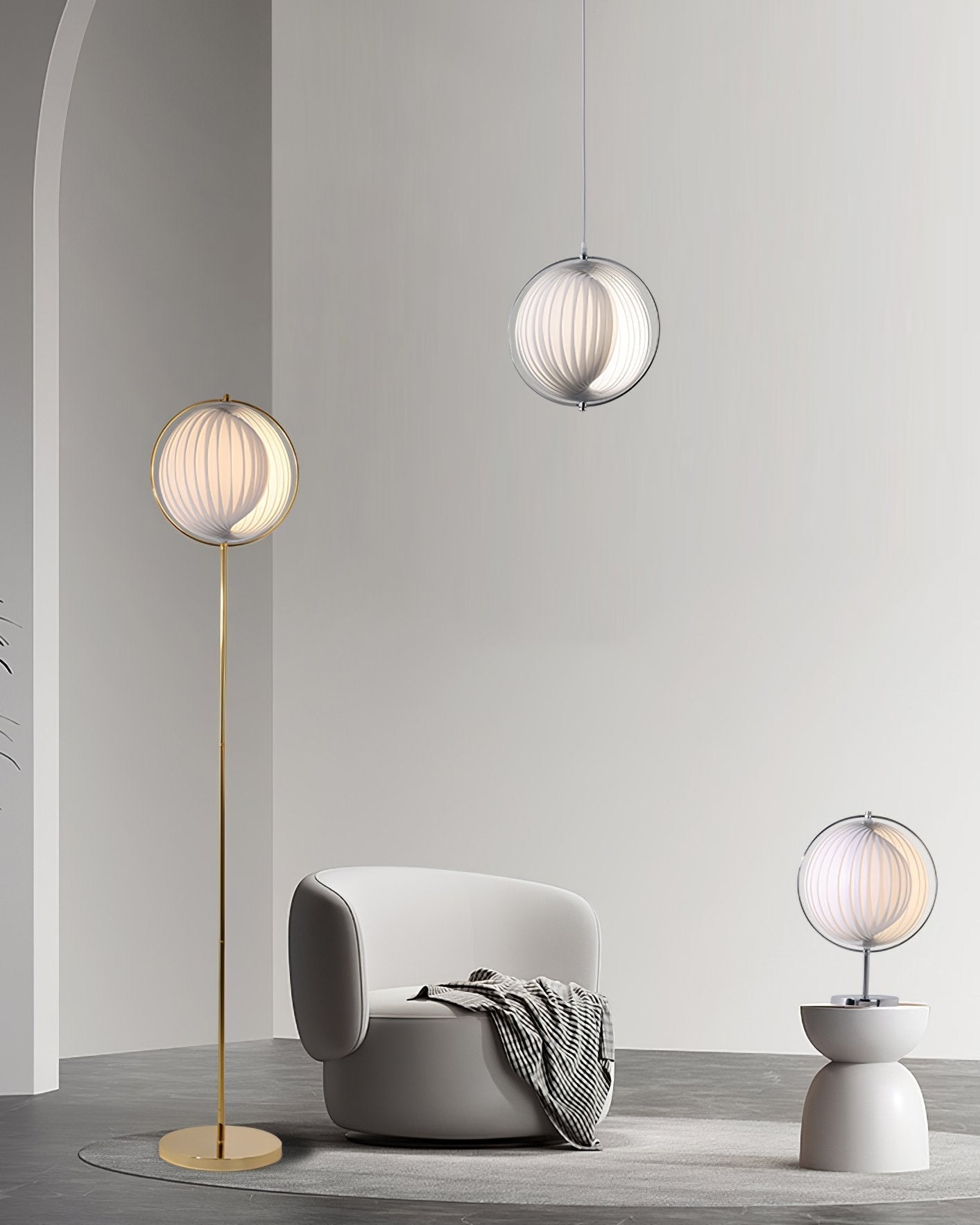 Silver Globe Hanging Lamp