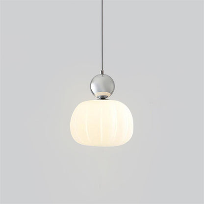 White Glass Pumpkin Pendant Light Fixture Ceiling Lamp