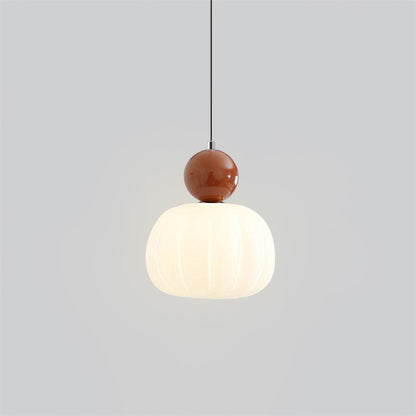 White Glass Pumpkin Pendant Light Fixture Ceiling Lamp - Cofik