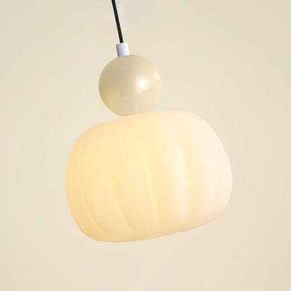White Glass Pumpkin Pendant Light Fixture Ceiling Lamp