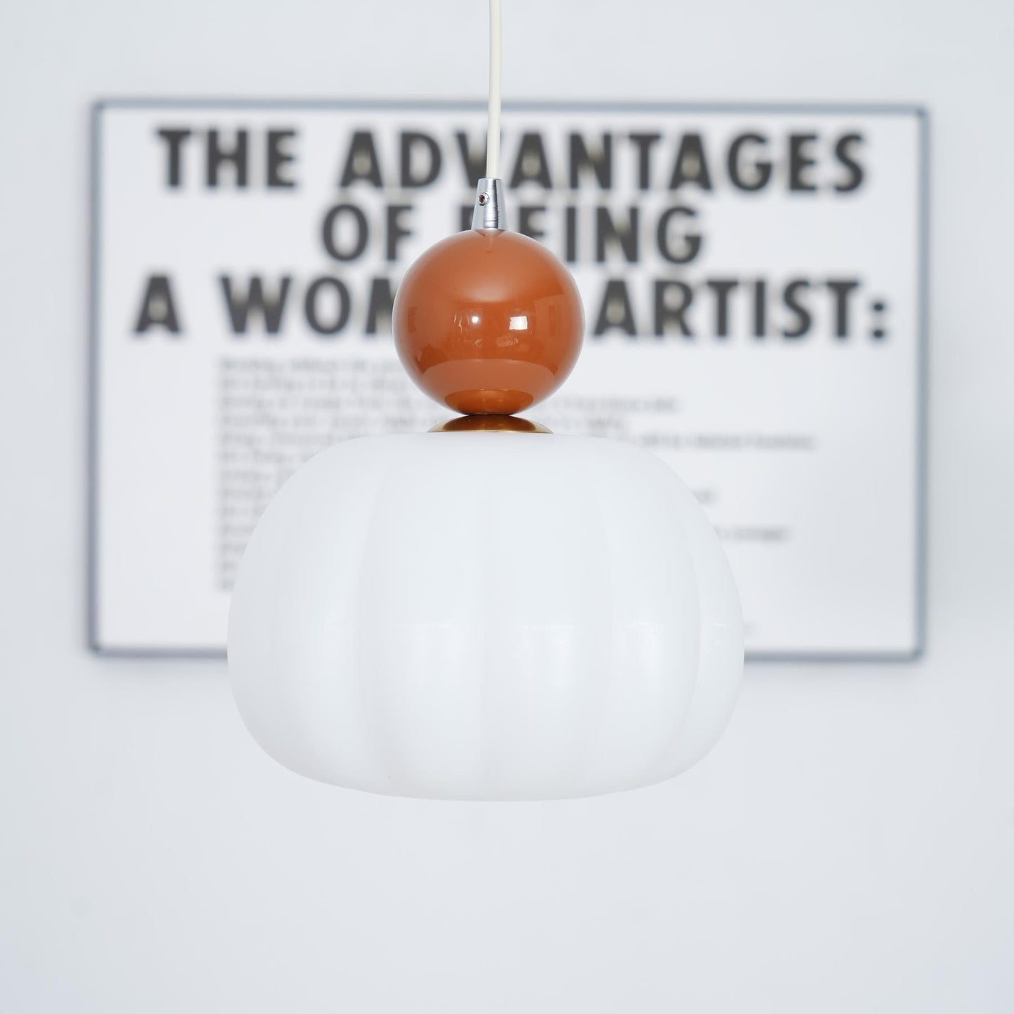 White Glass Pumpkin Pendant Light Fixture Ceiling Lamp