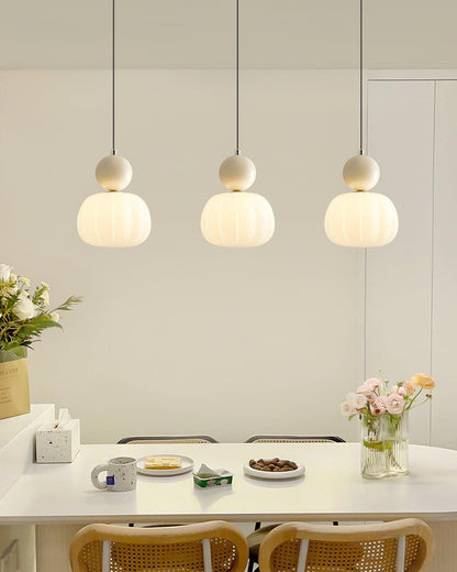 White Glass Pumpkin Pendant Light Fixture Ceiling Lamp