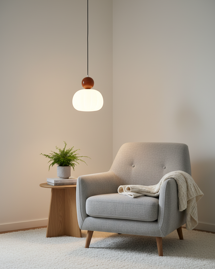 White Glass Pumpkin Pendant Light Fixture Ceiling Lamp