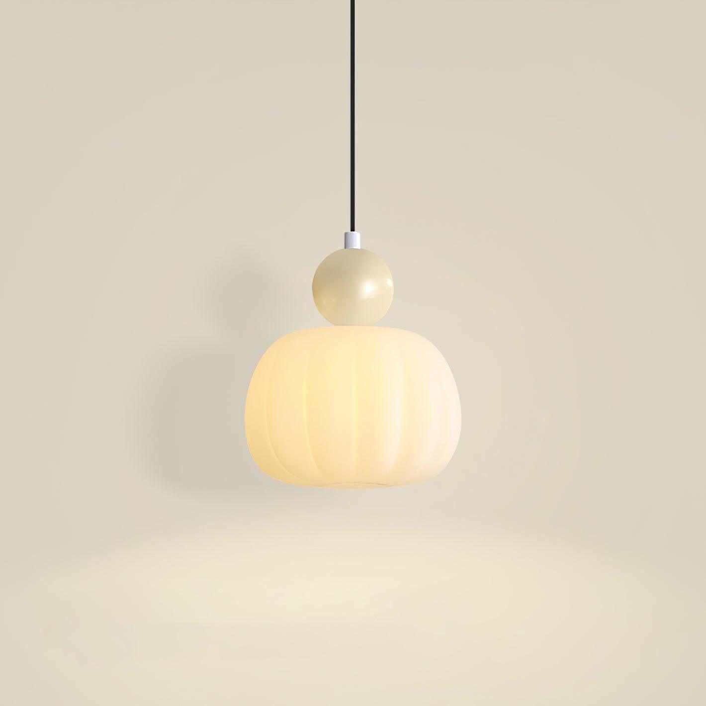 White Glass Pumpkin Pendant Light Fixture Ceiling Lamp