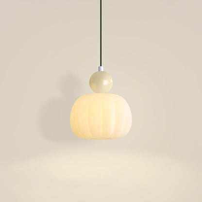 White Glass Pumpkin Pendant Light Fixture Ceiling Lamp