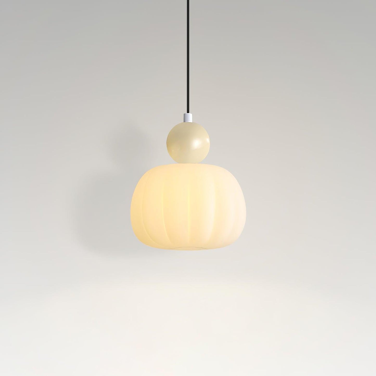 White Glass Pumpkin Pendant Light Fixture Ceiling Lamp