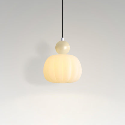 White Glass Pumpkin Pendant Light Fixture Ceiling Lamp