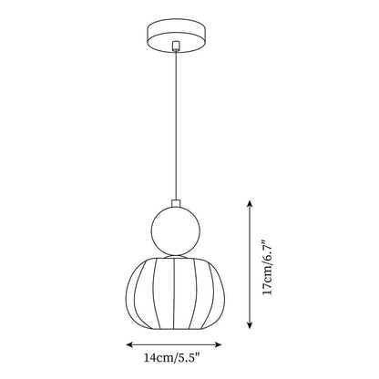 White Glass Pumpkin Pendant Light Fixture Ceiling Lamp