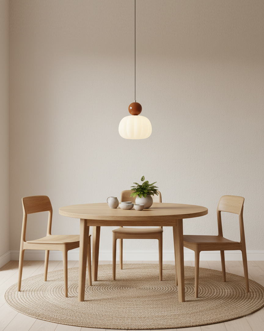 White Glass Pumpkin Pendant Light Fixture Ceiling Lamp