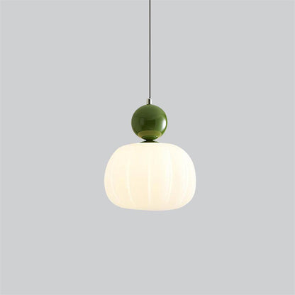 White Glass Pumpkin Pendant Light Fixture Ceiling Lamp