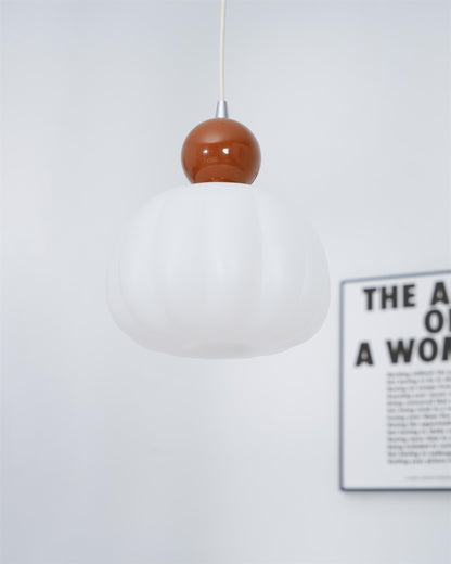 White Glass Pumpkin Pendant Light Fixture Ceiling Lamp