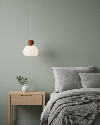 White Glass Pumpkin Pendant Light Fixture Ceiling Lamp