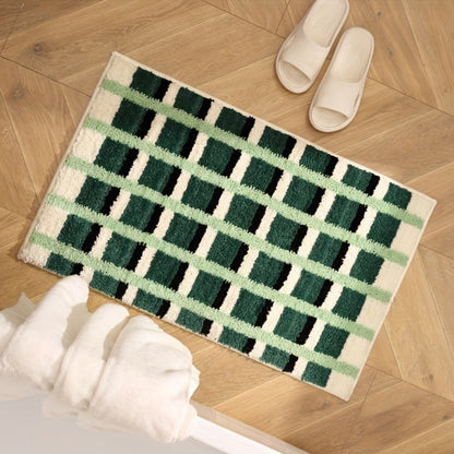 Soft Green Patterned Non Slip Bath Mat