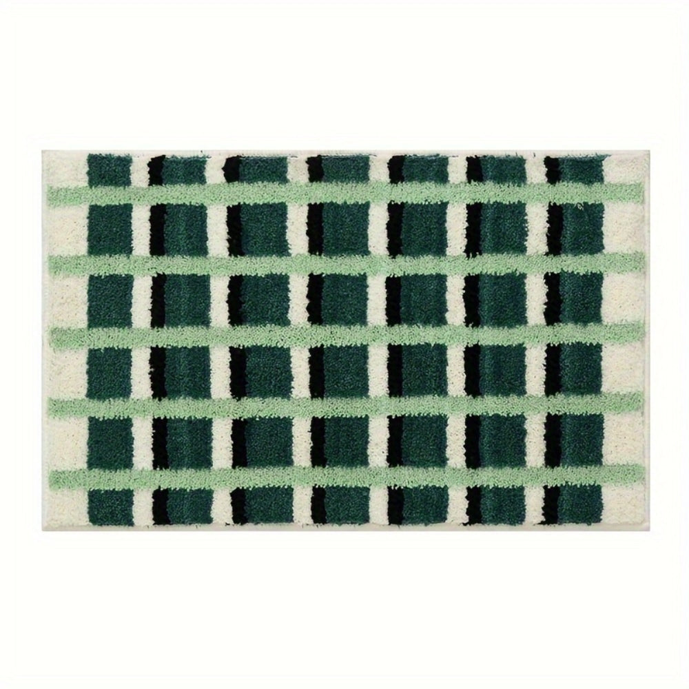 Soft Green Patterned Non Slip Bath Mat