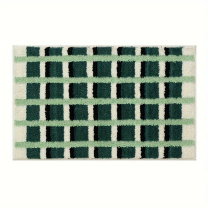 Soft Green Patterned Non Slip Bath Mat