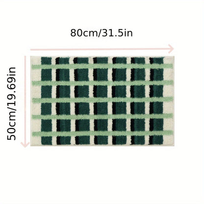Soft Green Patterned Non Slip Bath Mat