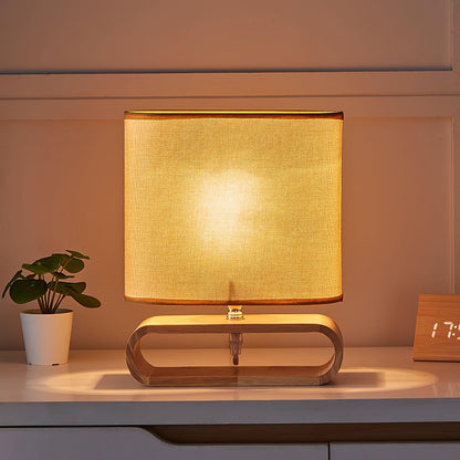 Rustic Wooden End Table Lamp